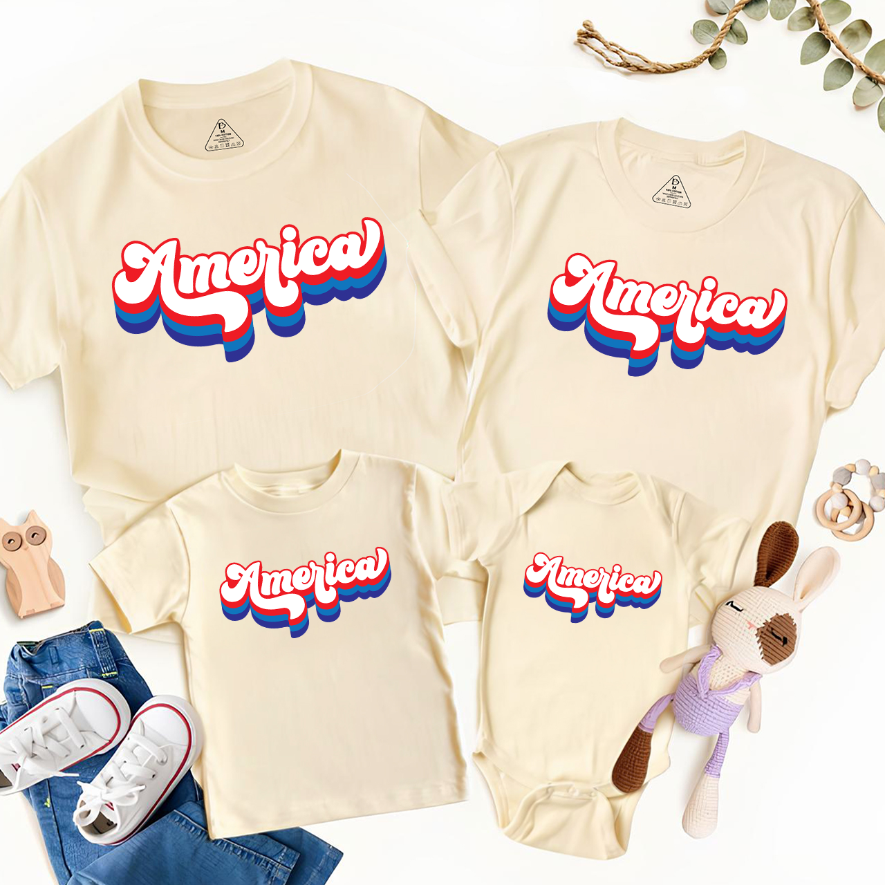 America Independence Day Family Matching Shirts