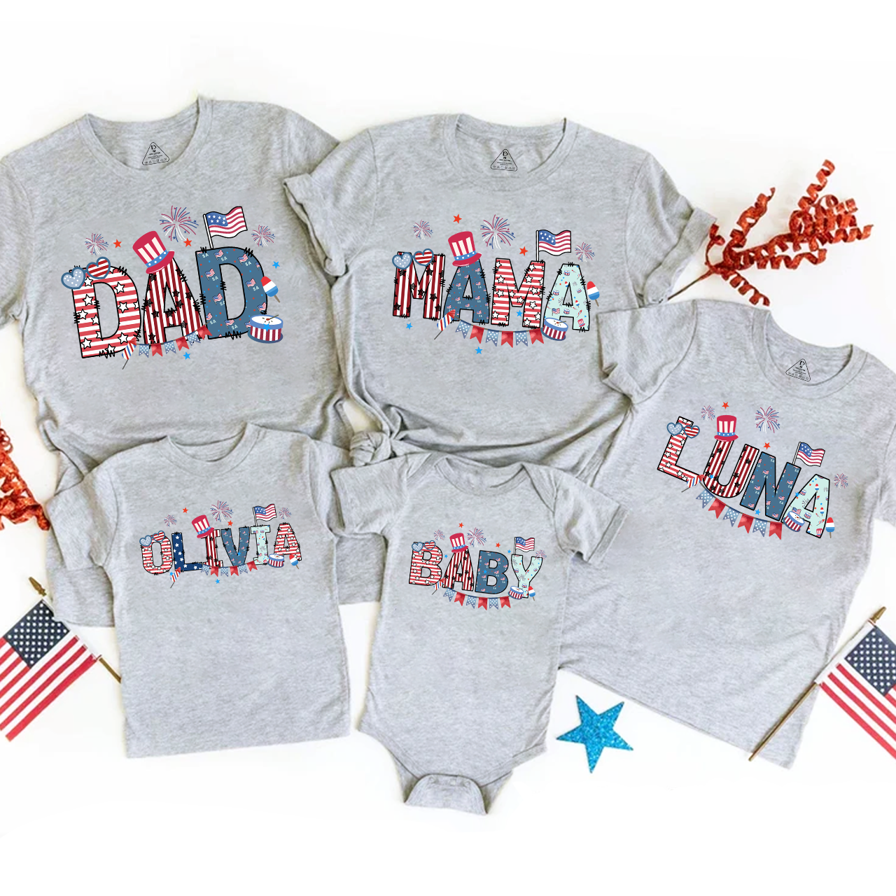 Personalized 4th Of July Patriotic Independence Day Family Matching Shirts