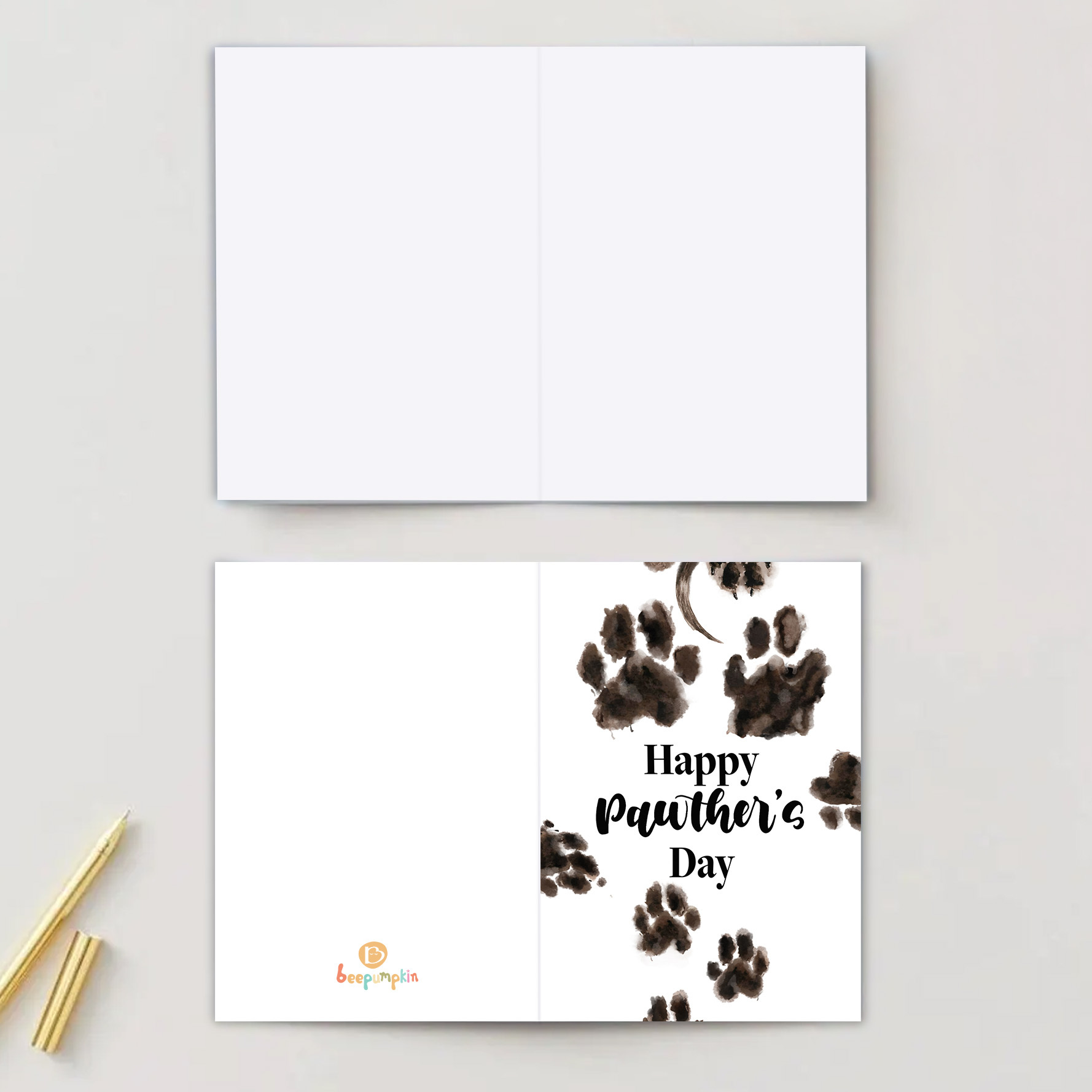 Watercolor Dog Footprints Father's Day Card