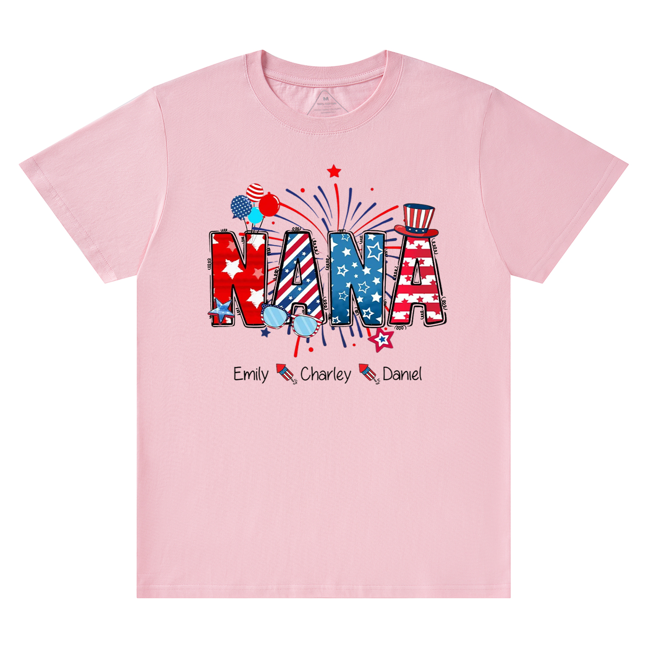 Personalized Patriotic Nana 4th Of July Grandma And Grandkid Name T-Shirts
