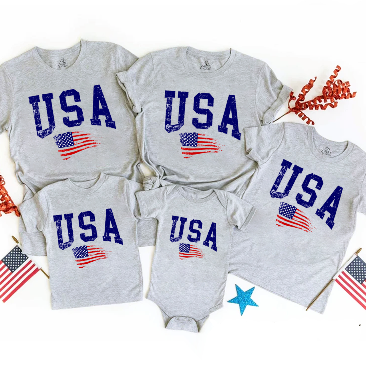 American Flag Independence Day Family Matching Shirts