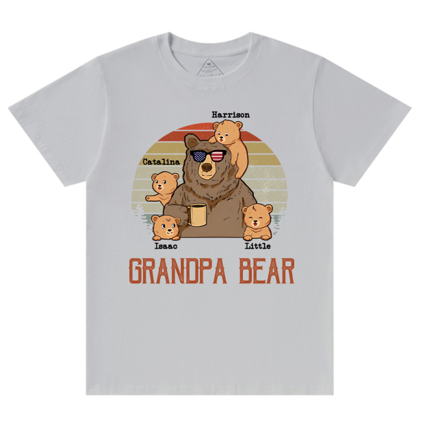 Personalized  Papa Bear And Kids Names T-Shirt 