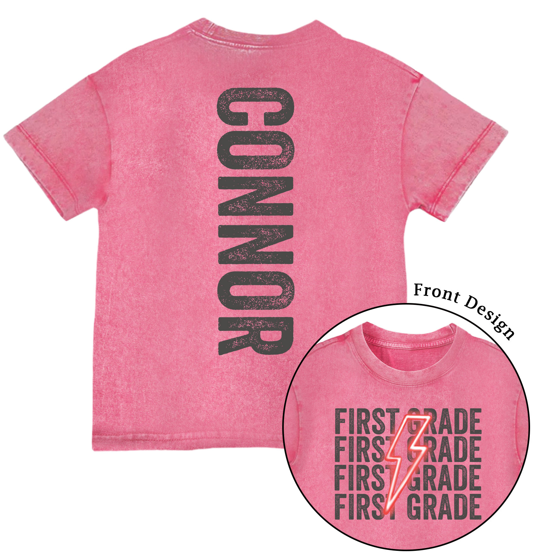 Personalized Lightning Kid Name Toddler&Kids Washed Tees