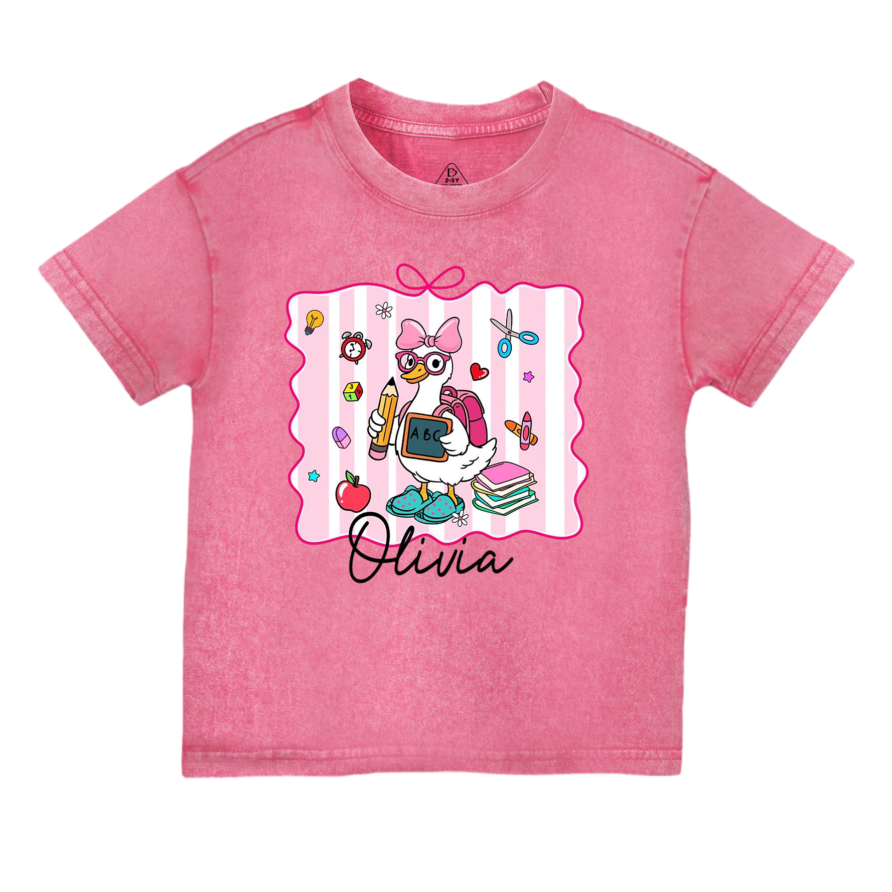 Personalized Boy Girl School Goose Toddler&Kids Washed Tees