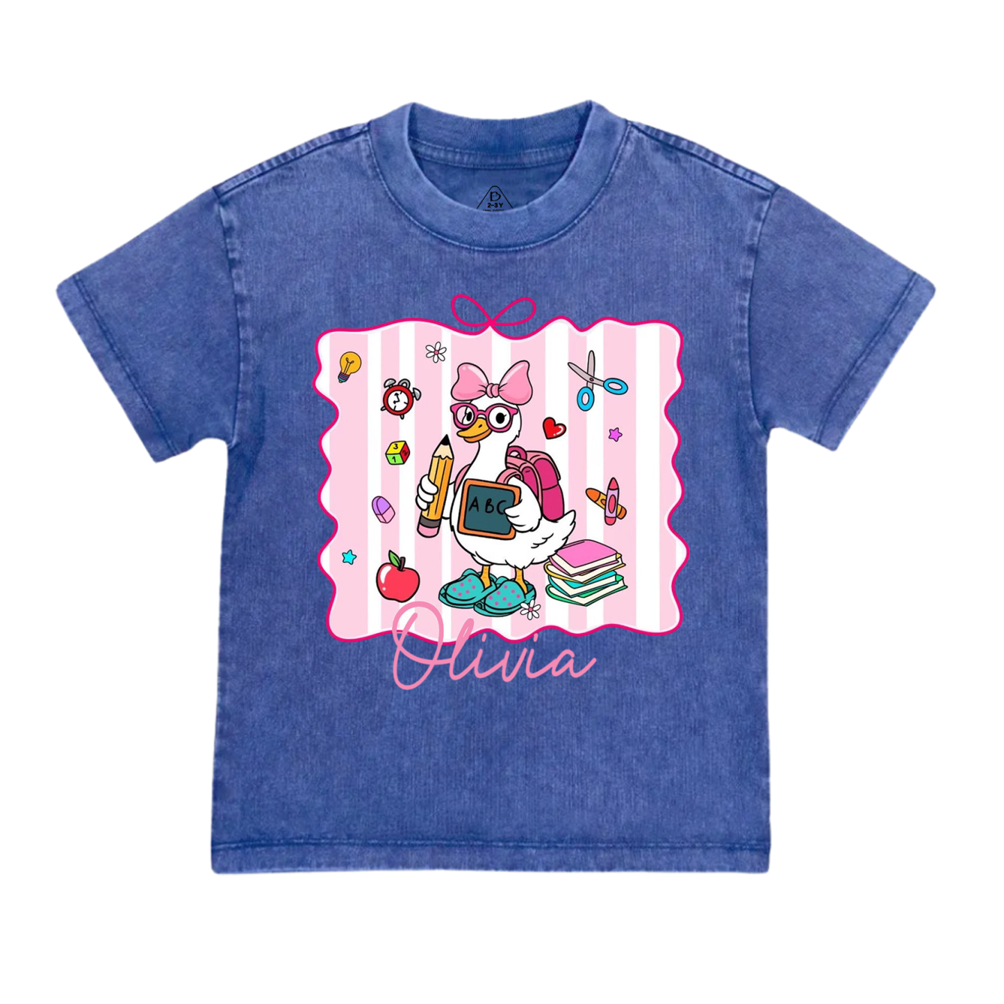 Personalized Boy Girl School Goose Toddler&Kids Washed Tees