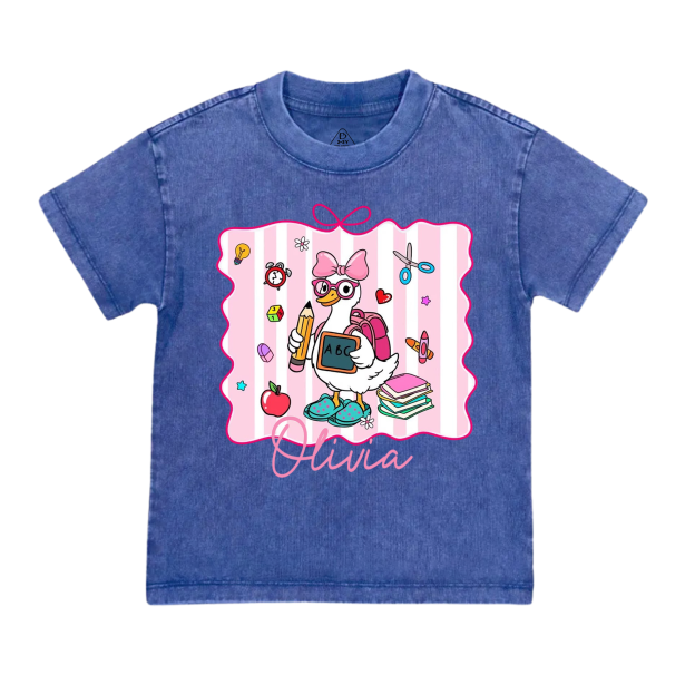 Personalized Boy Girl School Goose Toddler&Kids Washed Tees