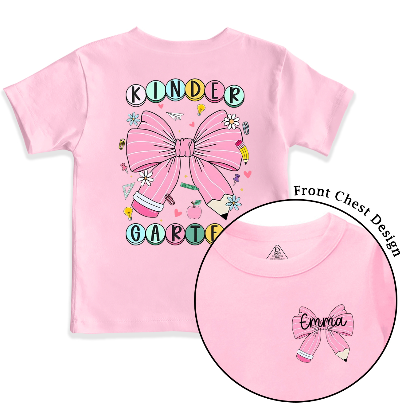 Personalized Back To School Bow Fireworks Toddler&Kid's Tees Beepumpkin 