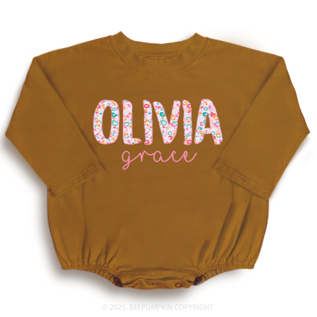 Personalized Name Flower Baby Bubble Romper Beepumpkin