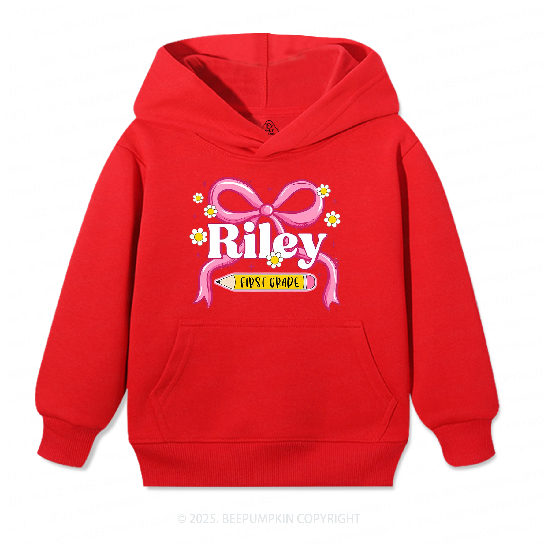 Personalized First Grade Girly Kid's Hoodies Beepumpkin