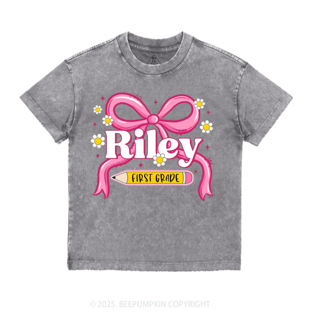 Personalized First Grade Girly Toddler&Kids Washed Tees