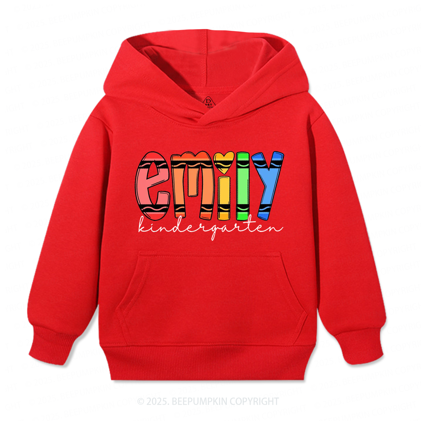 Personalized Colored Crayon Name Kid's Hoodies Beepumpkin