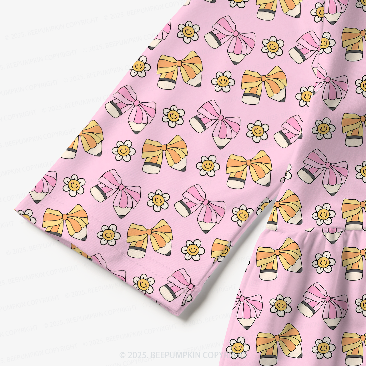 Sweet Bow All Over Print Kids Dress