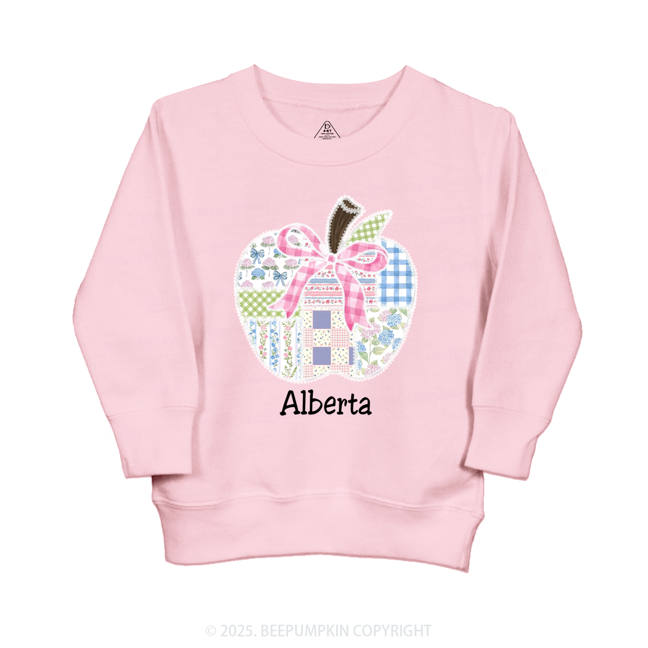 Personalized Lace Apple Name Kid's Sweatshirt