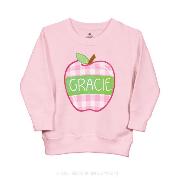 Personalized Plaid Apple Series Kid's Sweatshirt
