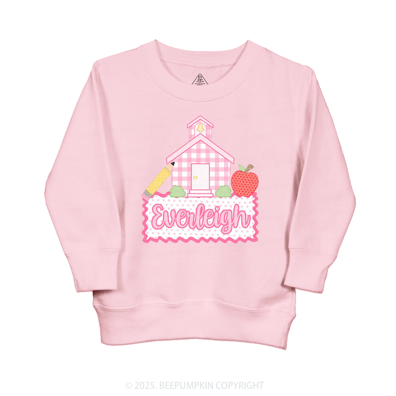 Personalized Pink Schoolhouse Kid's Sweatshirt