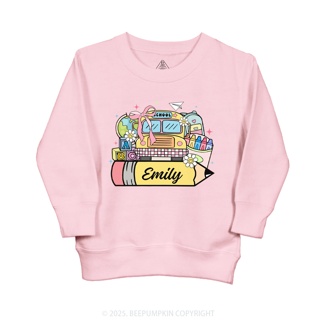 Personalized Kid Name School Bus Kid's Sweatshirt
