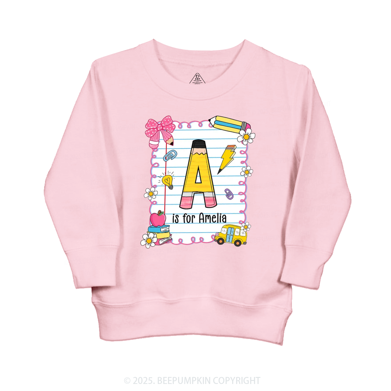 Personalized Alphabet Pencil Name Kid's Sweatshirt