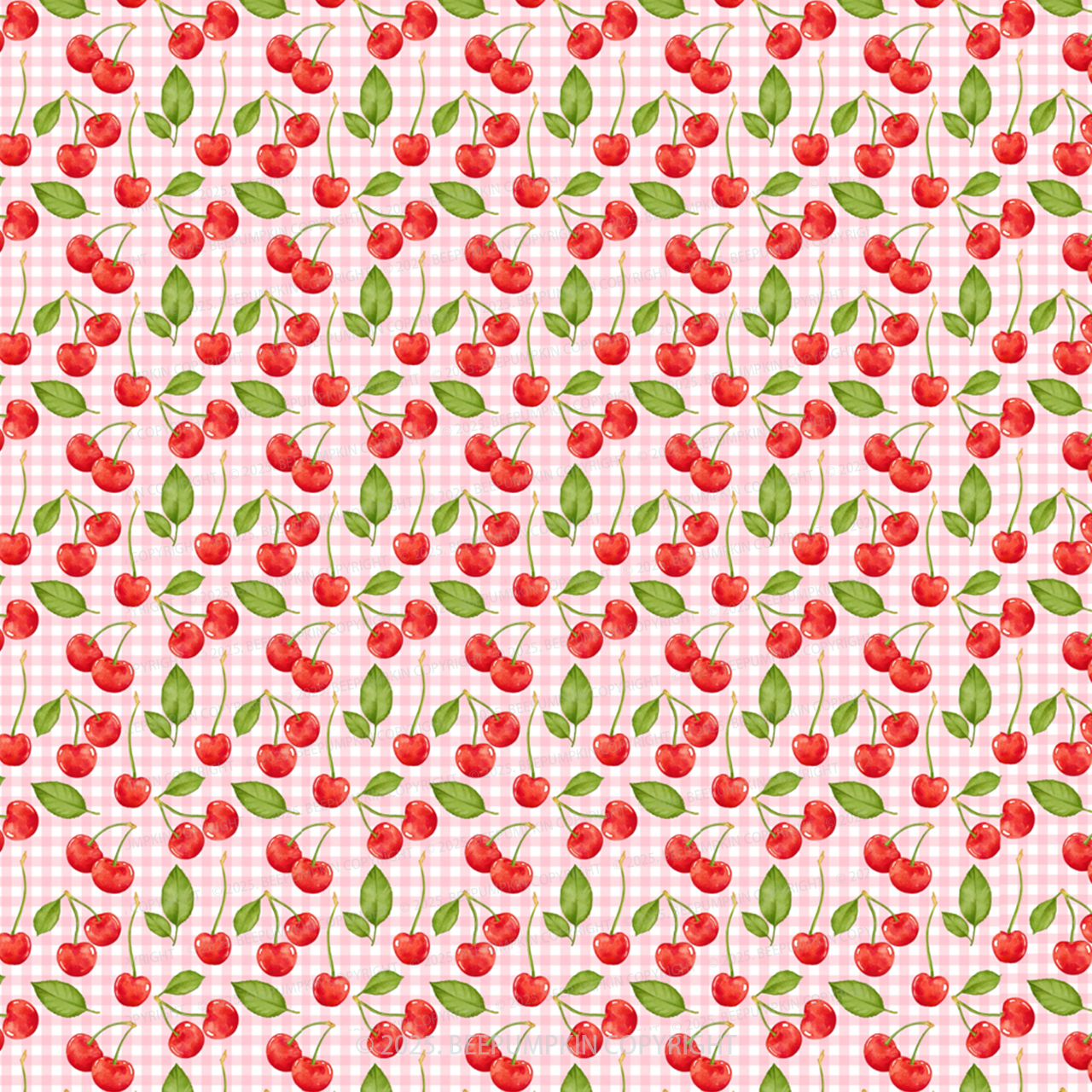 Pink Plaid Cherry Mom&Me Matching All Over Print Dress