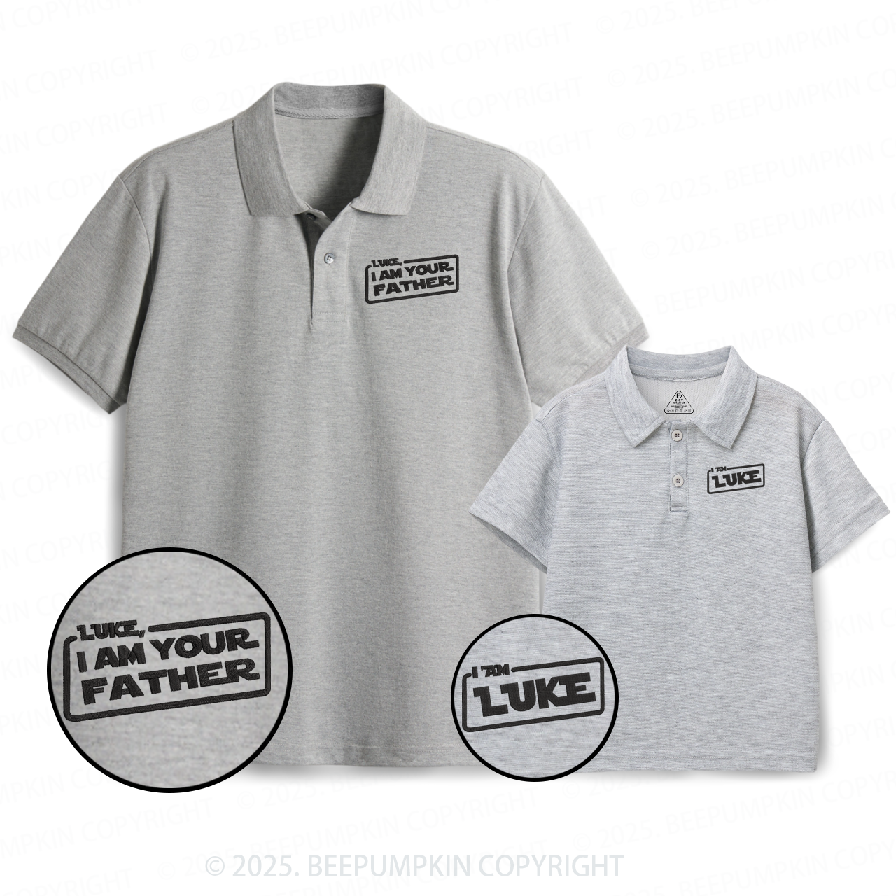 Embroidery Personalized Name I Am Your Father Dad&Me Matching Polo Shirt Beepumpkin