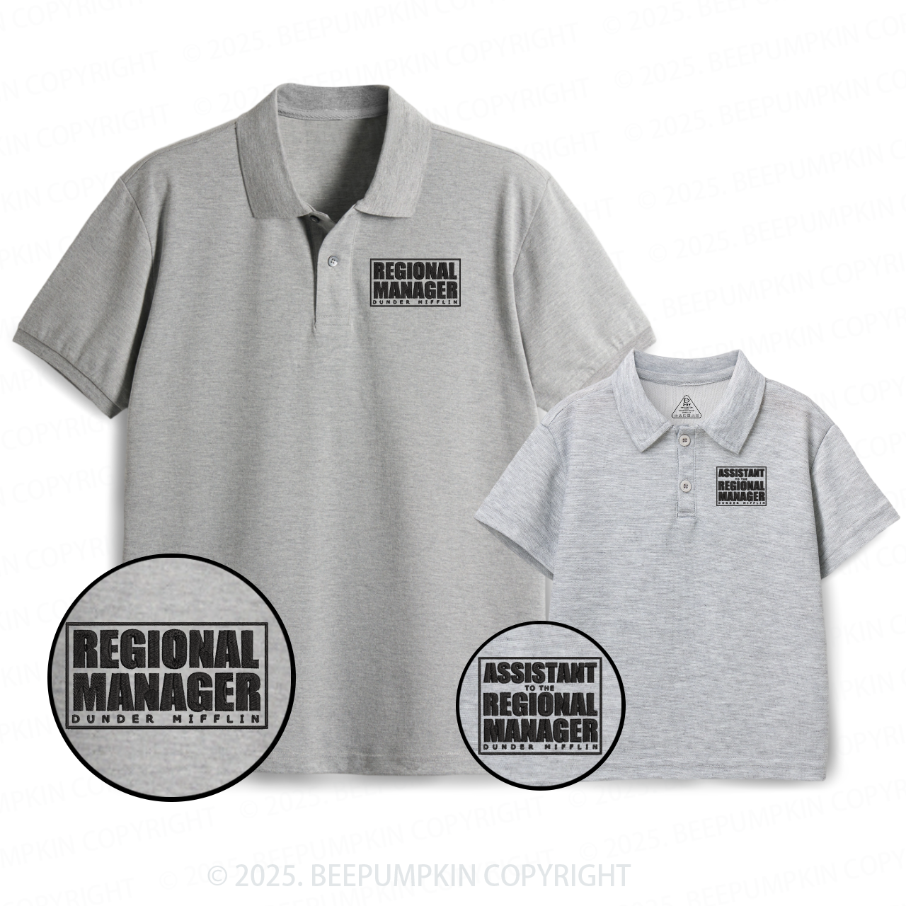 Embroidery Dunder Mifflin Dad&Me Matching Polo Shirt Beepumpkin