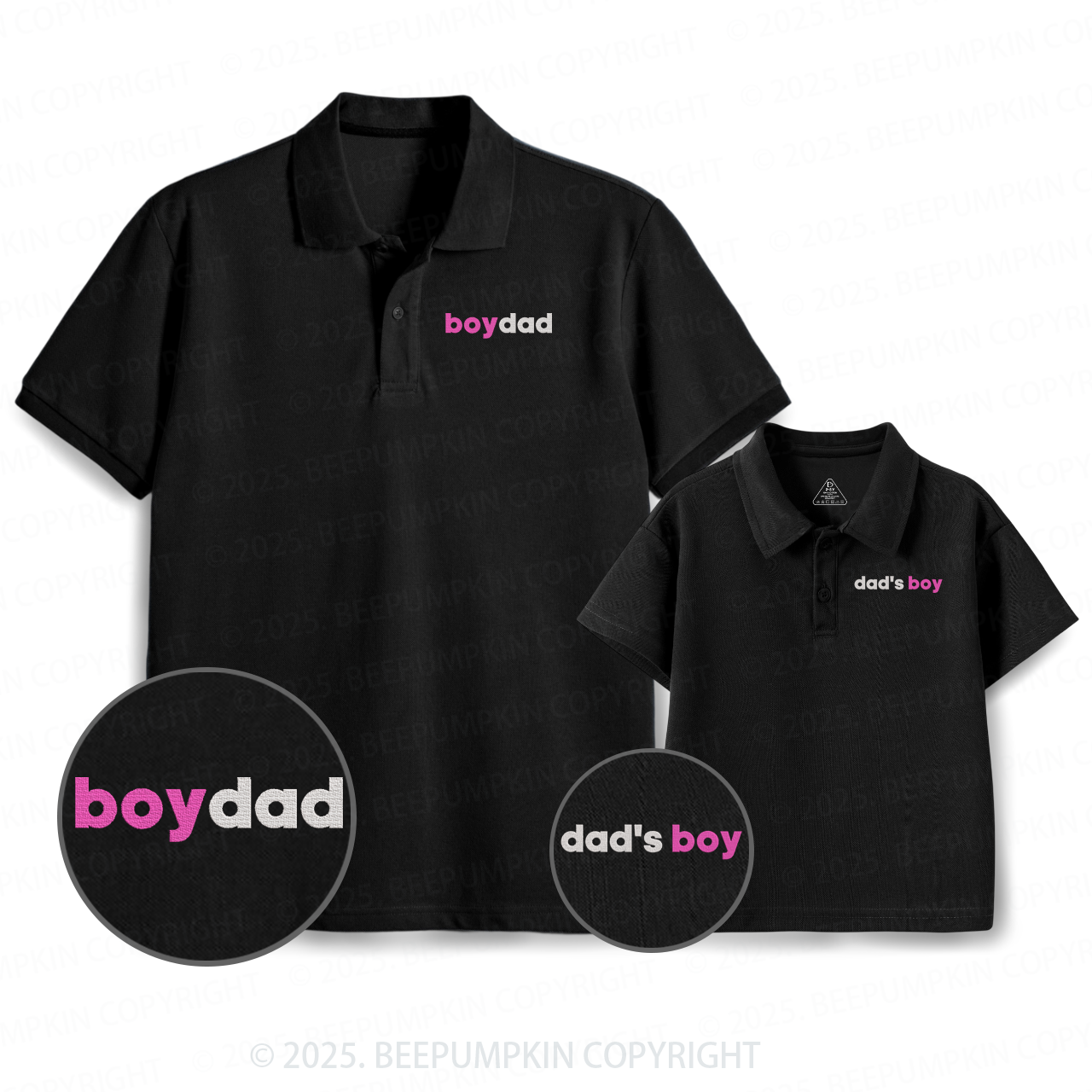 Embroidery GirlDad BoyDad Dad&Me Matching Polo Shirt Beepumpkin