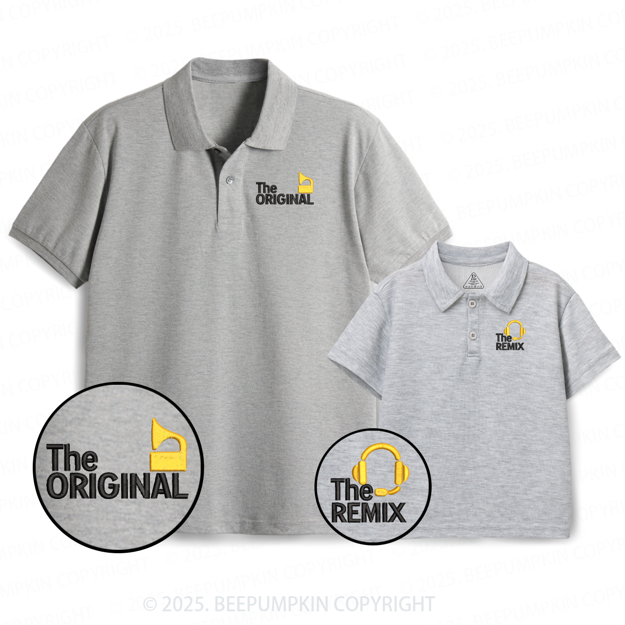 Embroidery The Original & The Remix Dad&Me Matching Polo Shirt Beepumpkin