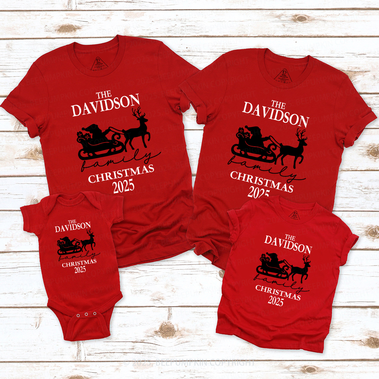 Personalized 2025 Santa Claus On The Sleigh Family Matching Shirts