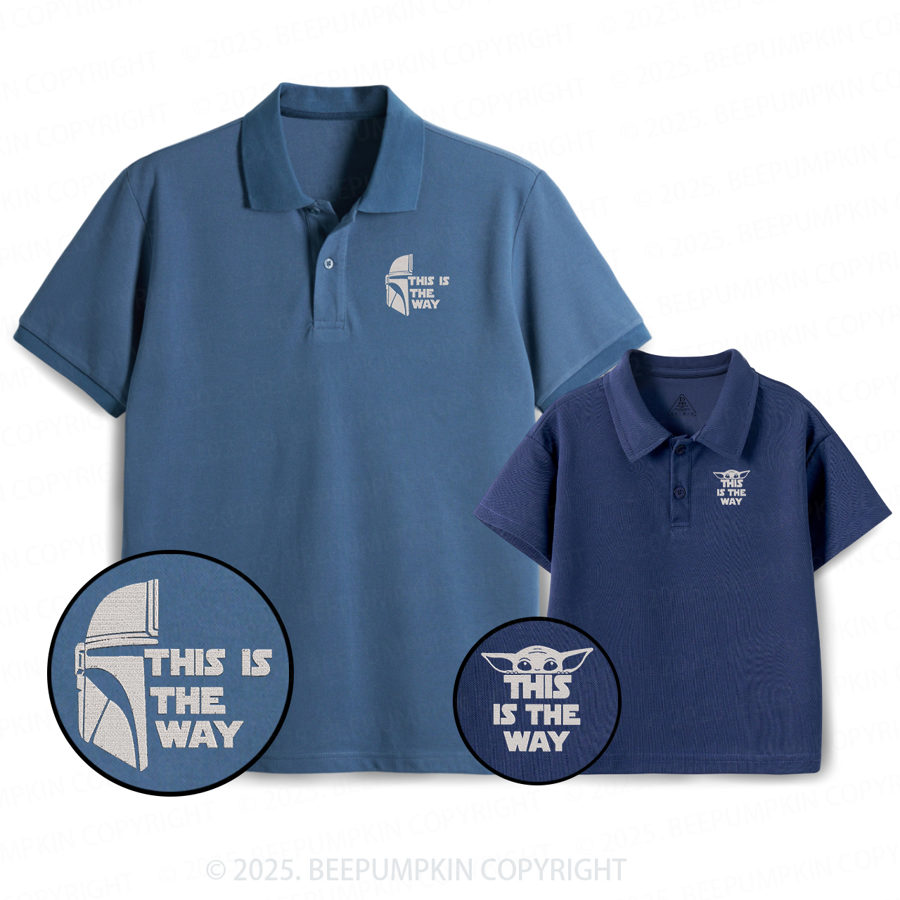 Embroidery Cool Gift Dad&Me Matching Polo Shirt Beepumpkin