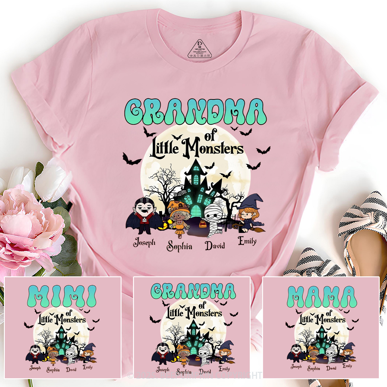 Personalized Grandma Halloween T-Shirts Beepumpkin