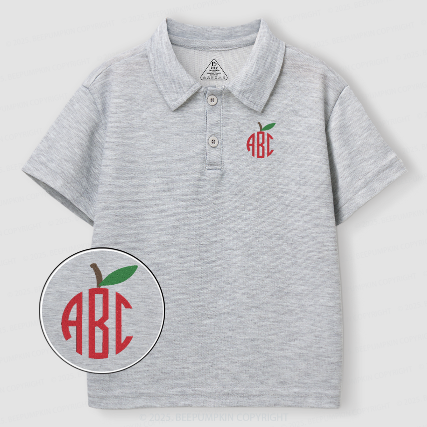 Embroidery Personalized Apple Monogram Toddler&Kid's Polo Shirt Beepumpkin