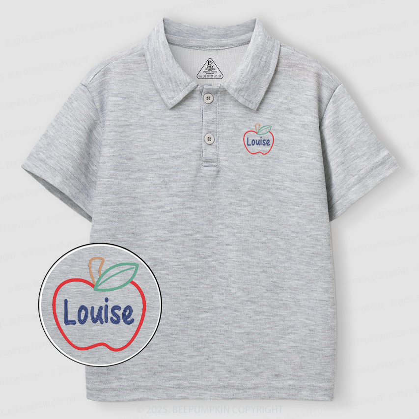 Embroidery Personalized Apple Lines Toddler&Kid's Polo Shirt Beepumpkin