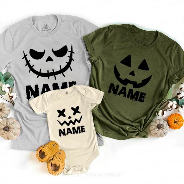 Personalized Ghost Face Name Halloween Family Matching Shirts