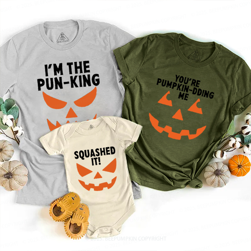 Personalized I'm The Pun-King Halloween Family Matching Shirts