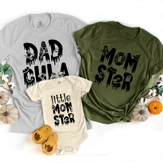 Personalized Dadcula Momster Little Monster Halloween Family Matching Shirts