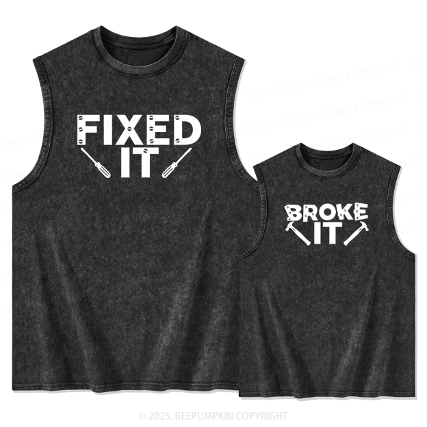 Broke It Fixed It Dad&Me Matching Washed Tank Top