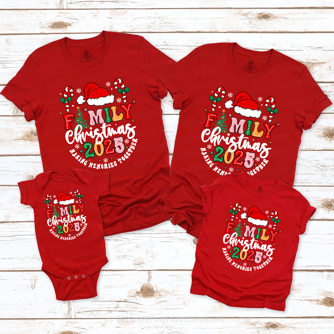 2025 Christmas Candy Cane Family Matching T-Shirts Beepumpkin