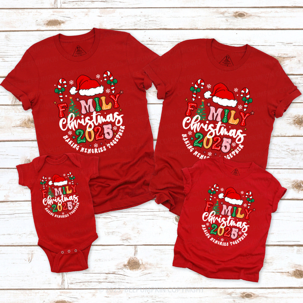 2025 Christmas Candy Cane Family Matching T-Shirts Beepumpkin