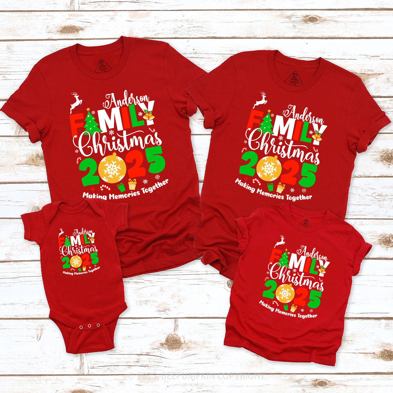 Personalized 2025 Elk Snowflake Christmas Family Matching T-Shirts