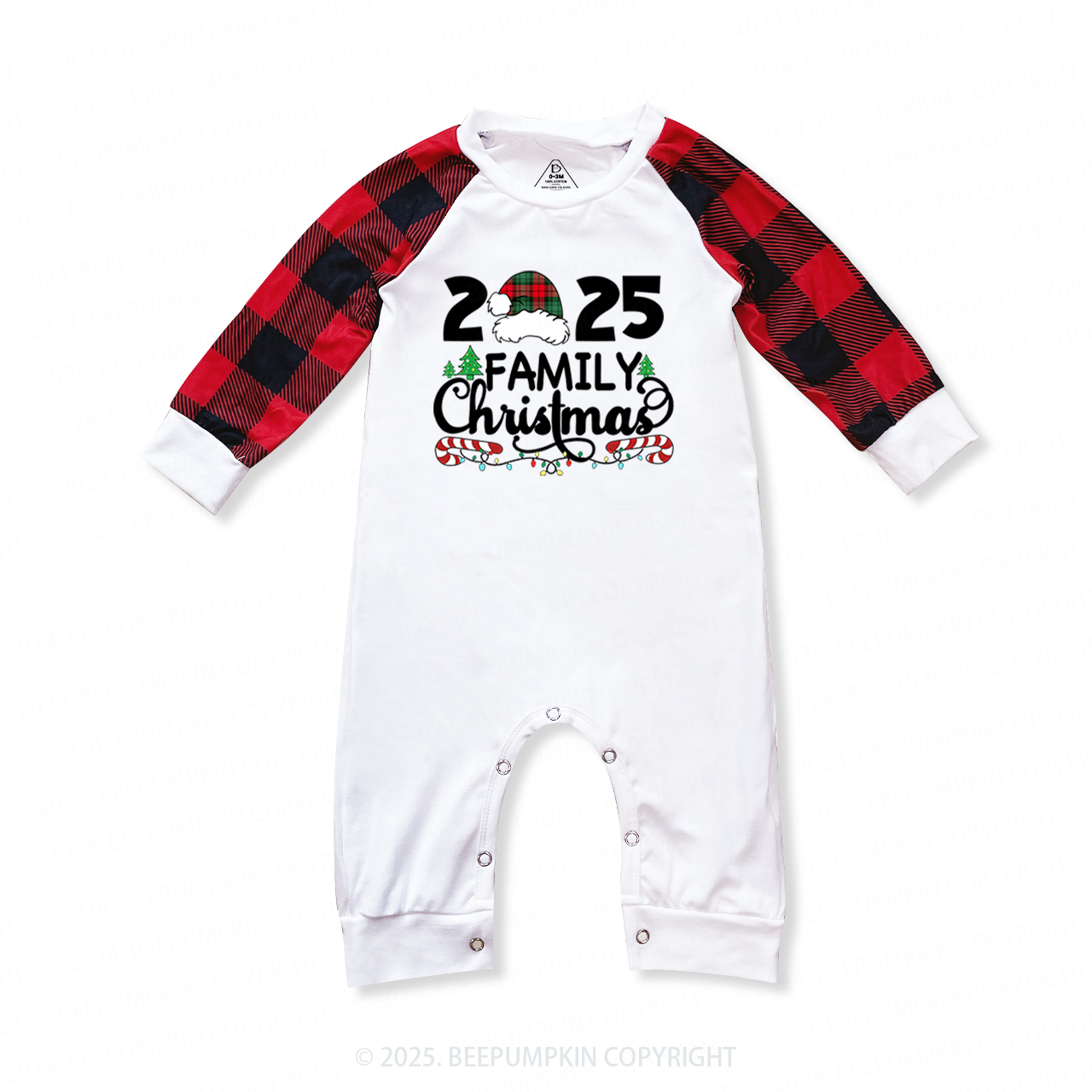 2025 Family Christmas Plaid Hat Matching Pajamas Beepumpkin