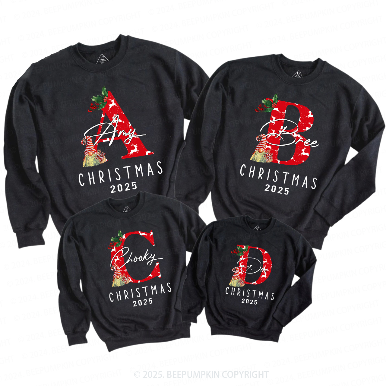 Personalized Monogrammed 2025 Family Christmas Gift Sweatshirts