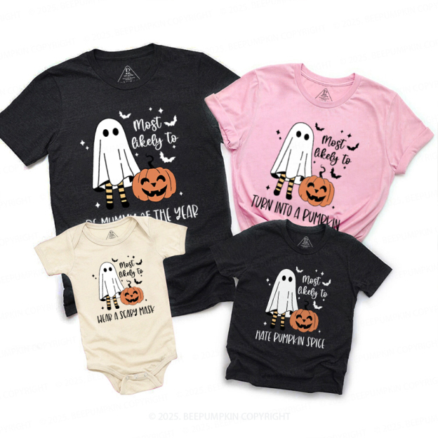 Personalized Funny Ghost Pumpkin Halloween Family Matching Shirts