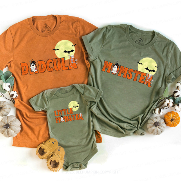 Personalized Dadcula Momster Little Monster Halloween Family Matching Shirts