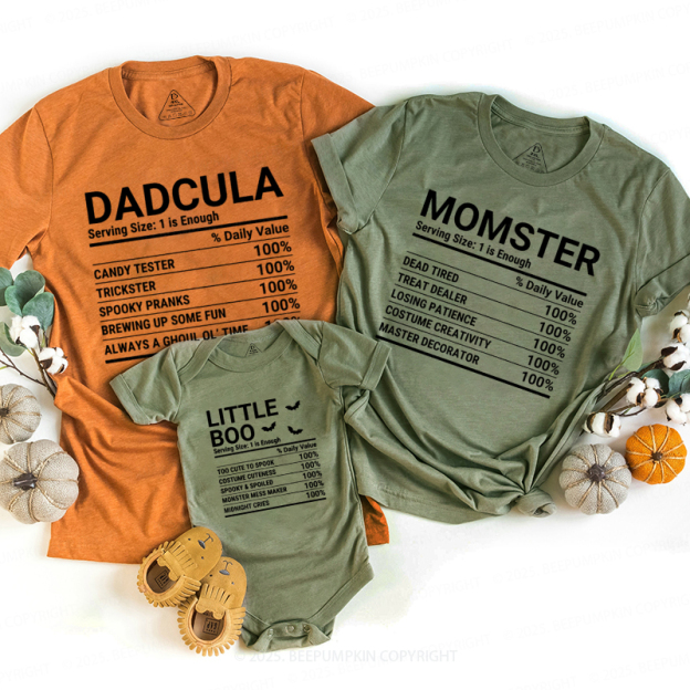 Personalized Group Halloween Nutrition Facts Family Matching Shirts