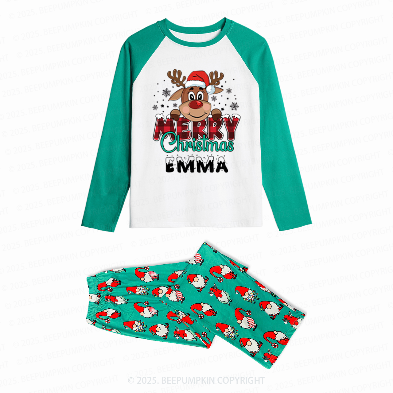 Reindeer With Santa Hat Family Matching Christmas Gnomes Pajamas Beepumpkin