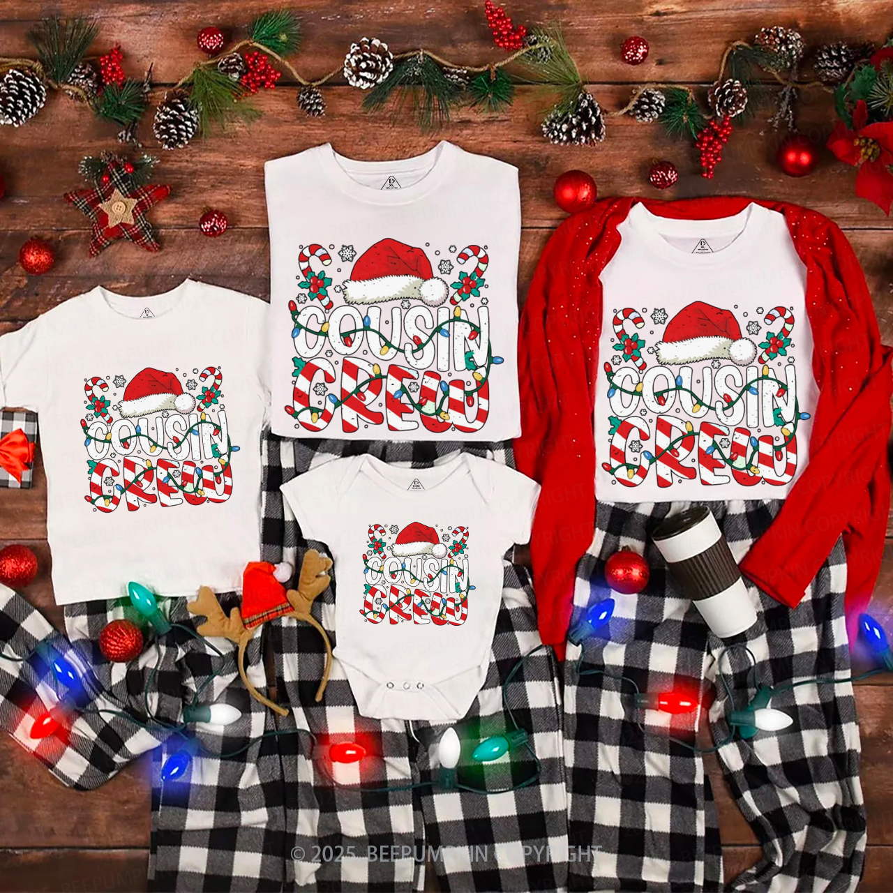 Christmas Cousin Crew Family Matching T-Shirts Beepumpkin