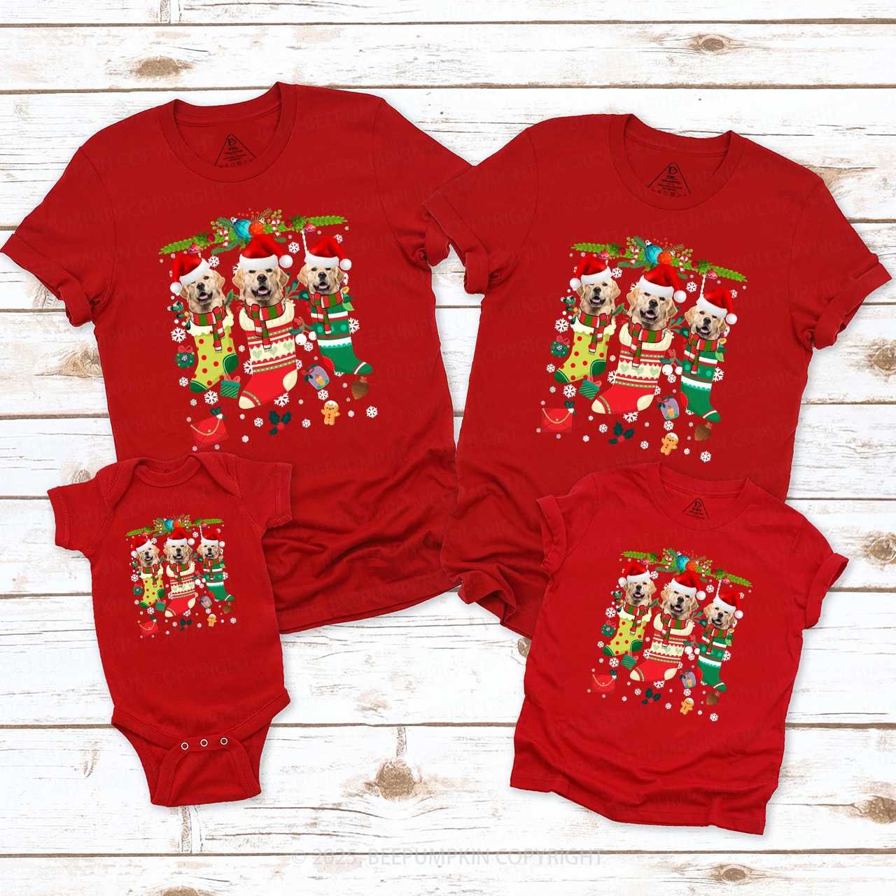 Personalized Paws & Claus Family Matching T-Shirts Beepumpkin