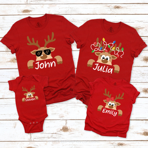 Personalized Cute and Funny Moose Christmas Family Matching Shirts Beepumpkin