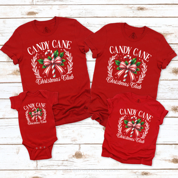 Candy Cane Christmas Club Christmas Family Matching T-Shirts Beepumpkin