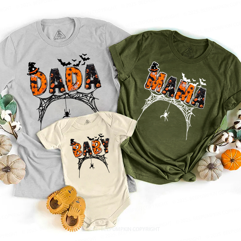 Personalized Spooky Web Halloween Family Matching Shirts