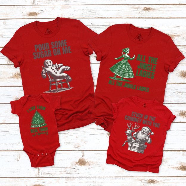 Personalized Jolly Jokes & Cheers Christmas Family Matching T-Shirts Beepumpkin